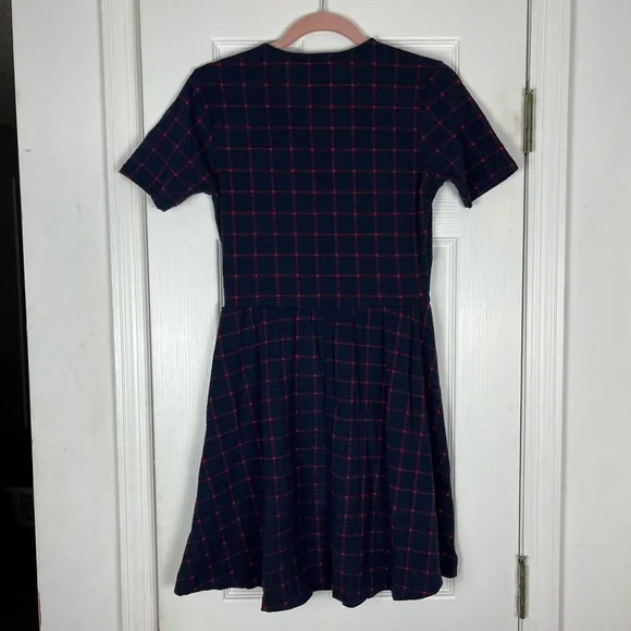 Cotton On Navy/Red Plaid Short Sleeve Dress Sz S - Picture 5 of 6